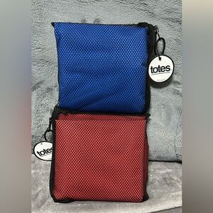 Isotoner Red and Blue Raincoats. One size fits all.